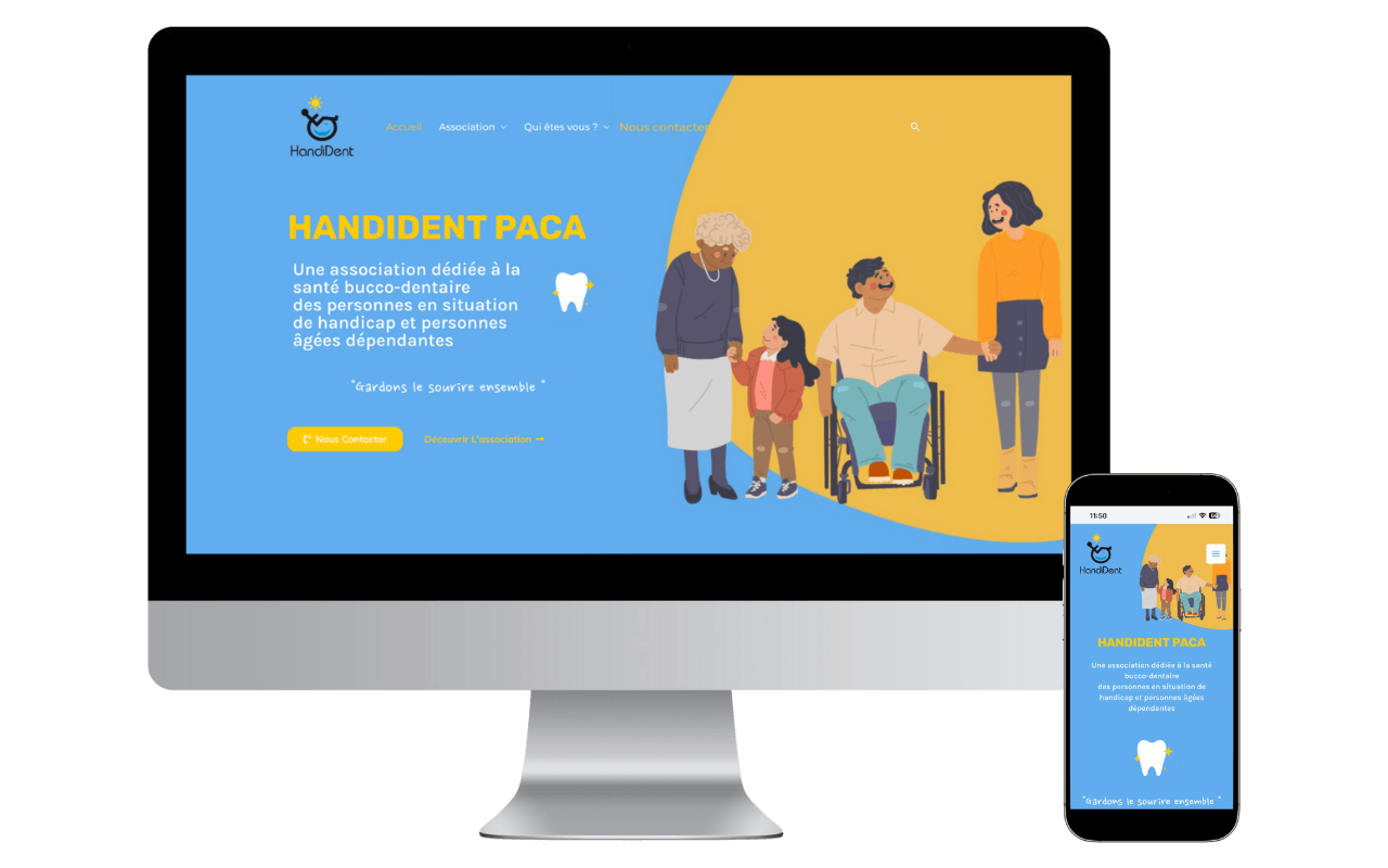 Refonte du site associatif Handident PACA, santé bucco-dentaire et accessibilité, par Webness.