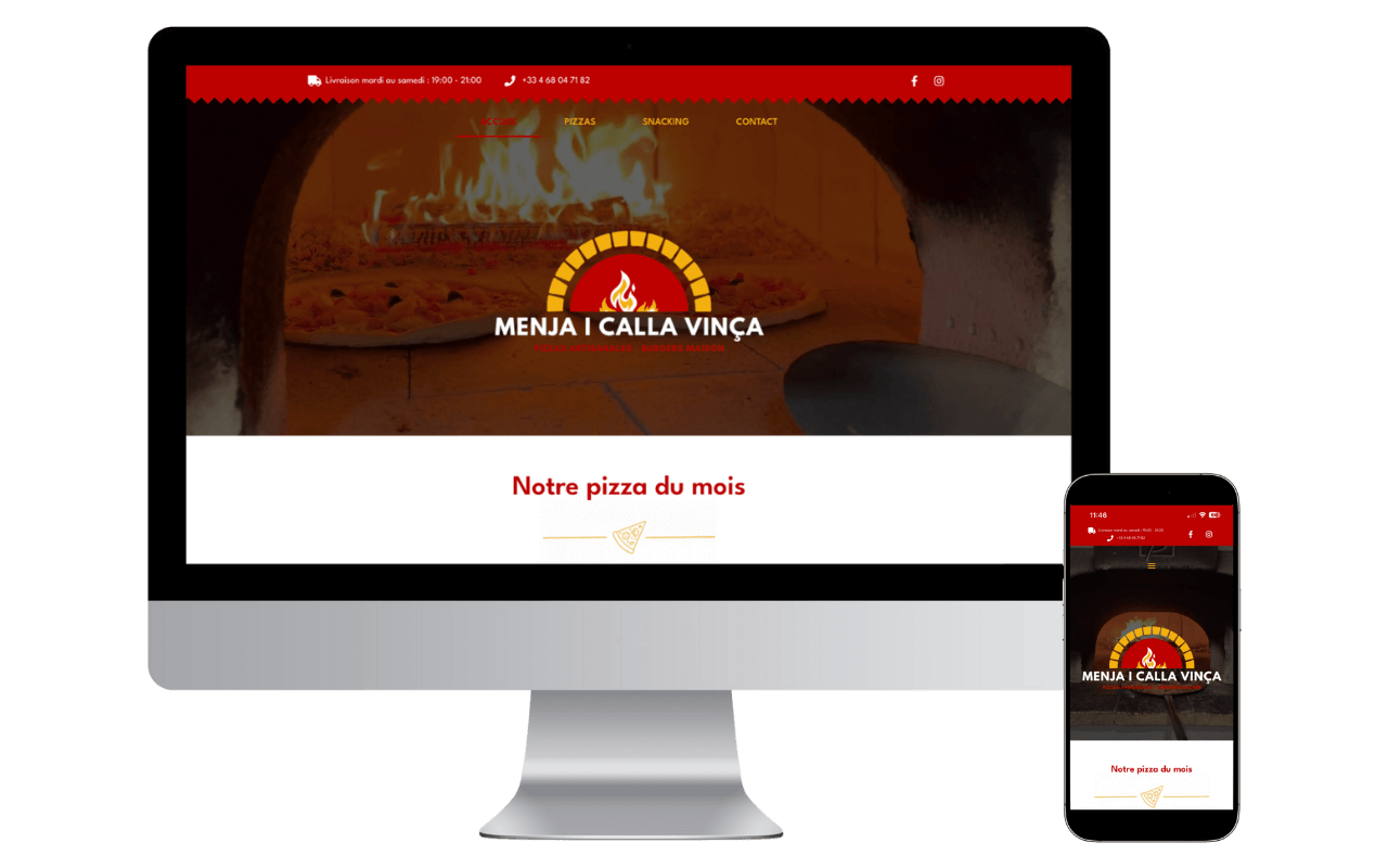 Création du site vitrine de la pizzeria Menja i Calla à Vinça par Webness.